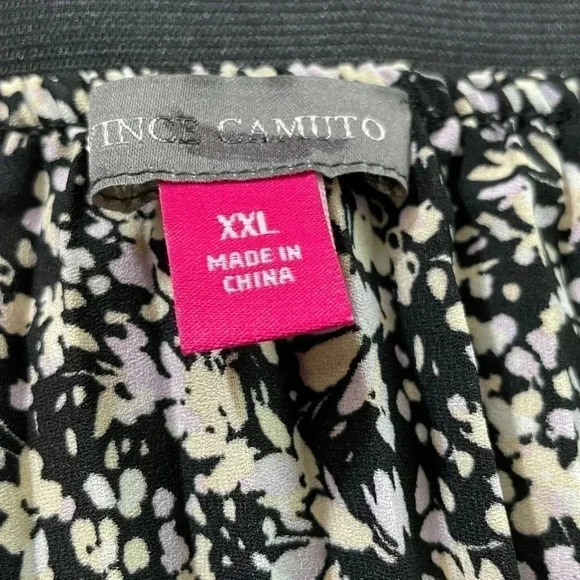 Vince Camuto Elastic Waist PleatMidi Skirt Sprinkled Field Floral Black XXL New - Picture 4 of 9